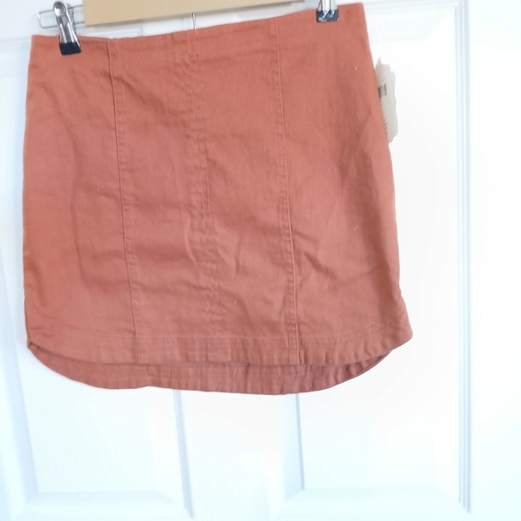Burnt Orange Tight Mini Skirt with Zip up in the Back Y2k Skater Whimsigoth NWT - Picture 2 of 6